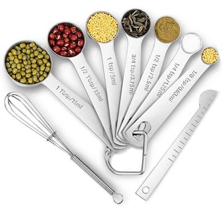 9 PCS Stackable Measuring Spoons, Stainless Steel Measuring Spoons for Dry and L (1)