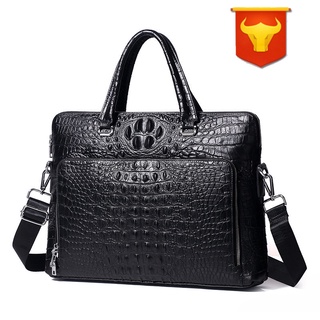 Crocodile Pattern Handbag Leather Briefcase Shoulder Bag Messenger