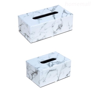 HO Rectangular Marble PU Leather Facial Tissue Box Cover Napkin Holder Paper Towel Dispenser Container for Home Office Car Decor