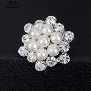 Elegant Rhinestone Faux Pearl Flower Wedding Bridal Scarf Brooch Pin