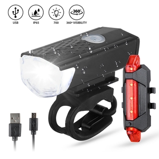 [front and back light]USB Rechargeable LED Bicycle Bike Light Rear Lamp Cycling light for bike Headlight Bike Head Light Front Rear Lamp Cycling (1)