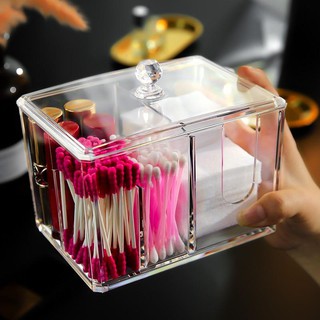 Cotton Ball And Swabs Holder Acrylic Vanity Countertop Organizer Box Beauty Bathroom Accessories (2)
