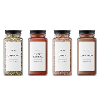 Minimalist Spice Labels - Rectangle - Modern Kitchen Storage Labels - Waterproof, Oil Proof