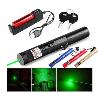 【532nm+18650+Charger】GREEN LASER Pointers 532nm 10000m High Power Laser 303 Lazer SD Burning Powerful blue laser pointer beam light