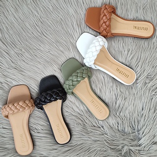 ⭐Celestialshoe.ph Vinia Official Braided Flat Sandals Semi Square Toe (NEW)