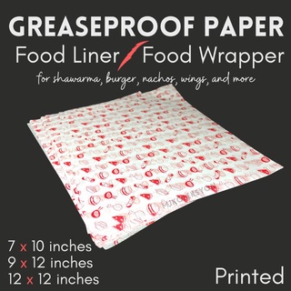 Grease Proof Paper Food Liner Wrapper 100pcs for shawarwa burger nacho unliwing fries