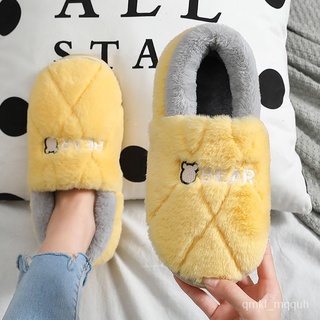 Cotton Slippers Women's Bag with Home Confinement Shoes Autumn and Winter Warm and Cute Plush Couple