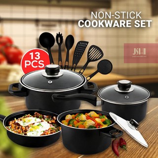13 pcs Cookware Set Non Stick Pan and Casserole with Kitchen Tools Set
