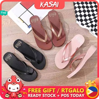KASAI Shuta Fashion Slippers High-heeled Flip flops for Womens Casual Sliper Gift COD ks9005