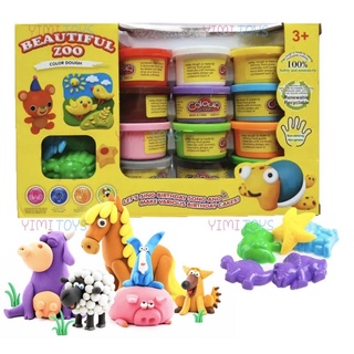 Color Dough 12pcs Clay Dough with Animals Model Kids Toy Gift Ideas