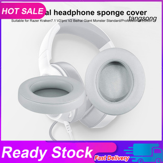 TS_2Pcs Oval Gaming Headphone Ear Pads Cushion Cover Earmuff Replacement for Razer Kraken 7.1 V2/Pro V2