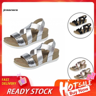 JN~ Summer Casual Women Open Toe Wedge Sandals Outdoor Anti-slip Platform Shoes