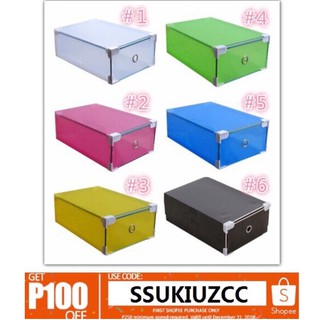 COD ShoeBox Shoe Rack Shoe Box Colorful Stockable Candy Color Foldable Drawer Case Storage Organizer