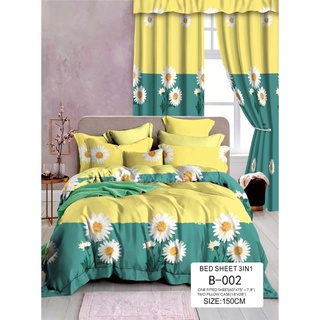 (SM) 3 in 1 Bedsheet Set Queen Size (1pc. bed sheet , 2 pcs. pillow case) Household