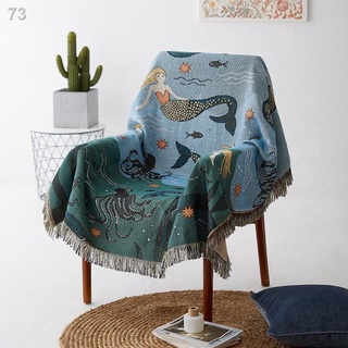 ✜✐┇Cute Mermaid Sofa Blanket Towel Knitted Sofa Chair Cover Soft Blanket