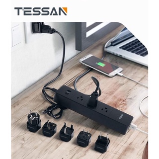 TESSAN Extension Cord Surge Protector Power Strip With Universal Travel Plug Adapte+3 Outlets +4 USB