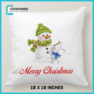 Cute Snowman Christmas Pillow Cover Pillow Case Sofa Throw Pillow 18x18 Inches