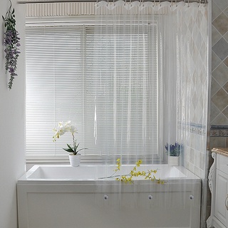[Boutique fashion]Clear Shower Curtain Waterproof White Plastic Bath Curtains Liner Transparent Bath (1)