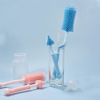 2 PCS/Set Baby Bottle Cleaner Silicone Baby Feeding Bottle Brush with Long Handle Teat Pacifier Brush (1)