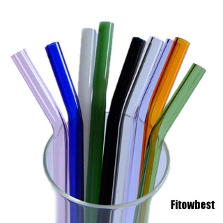 Fbph 1PC Reusable Glass Drinking Straws Bent Pyrex Glass Straws Bent Glass Tube Daily