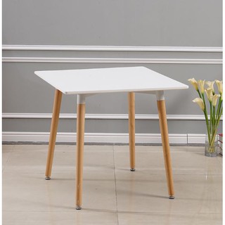 Square Scandi Nordic Dining Table HD 80*80*73cm (White) Metal base wood legs - #NDT-HD80W
