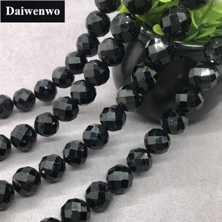 Black Tourmaline Beads 6-10mm Faceted Cut Gem Geometry DIY
