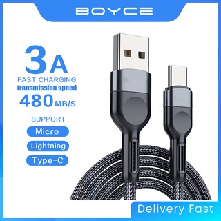 Boyce 3.0A Charging Data Cable Qualcomm3.0 Fast Support charging usb for Micro /Lightning /Type-C