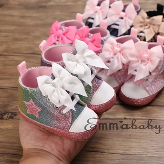 EMM-Baby Girl Shoes, Leopard / Star Ankle High Bowknot Walking Soft-Soled Birthday Gift First Walker