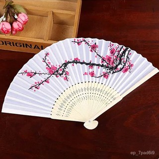 Retro Pattern Folding Fan Dance Wedding Party Lace Silk Folding Hand Held Fan Flower Fan Chinese Sty
