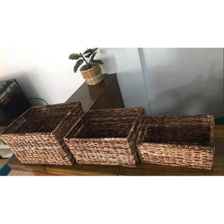 Set of 3pcs - Dark color Steel framed Basket Organizer-Bacbac (Authentic 100% Rattan-Wicker-Weave)