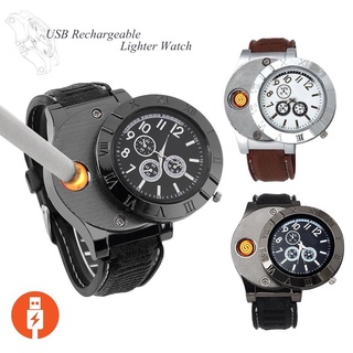outdoor watchcouple watch originalalarm clock with speaker#F-665 Watch Men Electronic Lighter USB Re