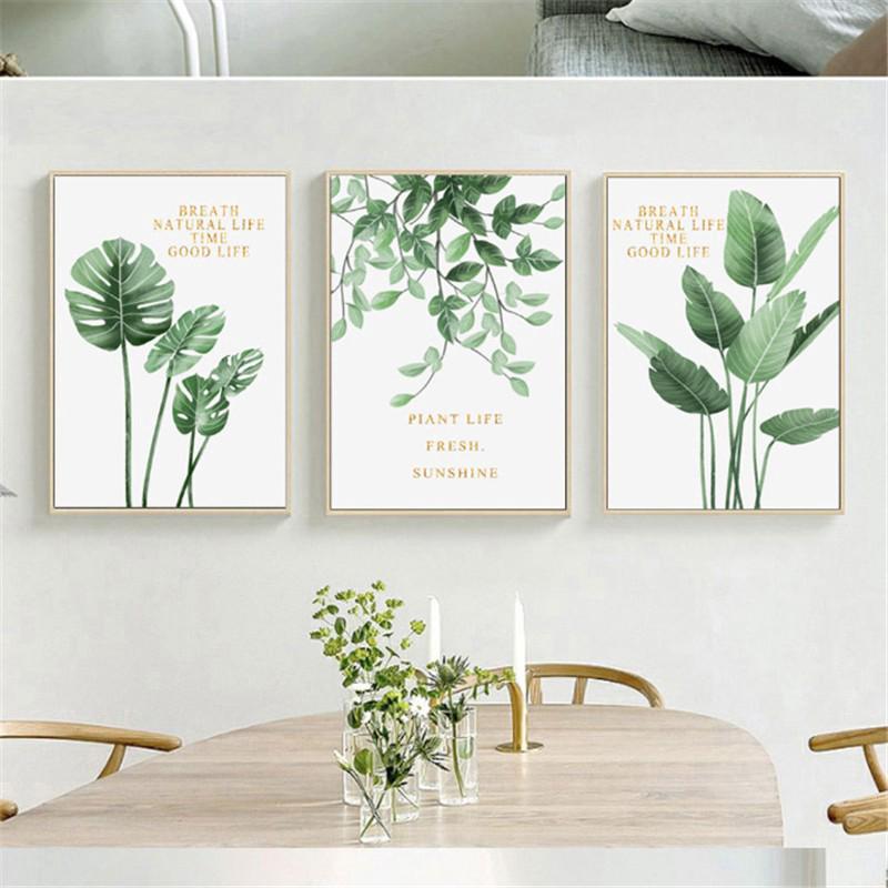 Green Plants Leaves Canvas Wall Pictures Room Decoration (No Frame) (3)