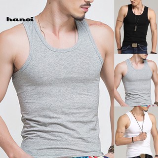 HN♥Men Solid Color Sleeveless Tank Top Fitness Bodybuilding Muscle Vest Undershirt I7f9