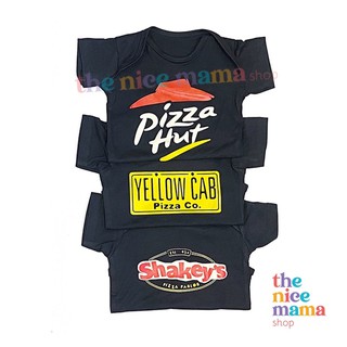 Pizza baby onesie designs (romper) pizza hut, yellow cab, shakey’s fast food