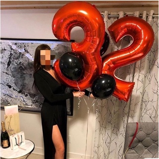 Red 2ft Number Foil Balloon Giant Number Red Birthday Balloon Party Decoration Wedding Decor