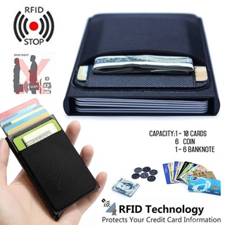 Ultra-Thin Aluminum Automatic Pop-Up Smart Wallet, Mini Rfid Credit Card Bank Card HolderSH