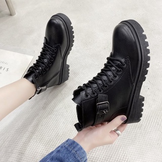 [js fashion]Korean Women Leather High Cut Lace Up Fashion MartinBoots korean boots for women #9099
