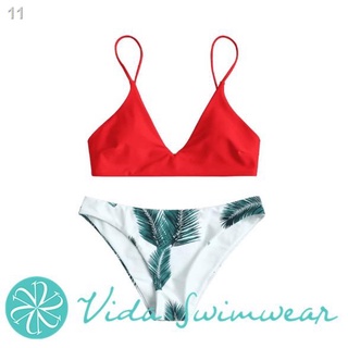 ❃﹍■In Stock Leaf Two Piece Bikini Swimwear Swimsuit Sports Bikini Women Bikini Push Up Bikini Padded