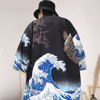 【Hot Stock】【Ukiyoe】2020 kimono man yukata men Japanese streetwear samurai costume clothing Haori