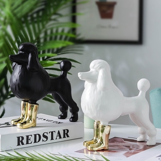 Poodle Ceramic Dog Nordic Style Soft Decoration Lucky Crafts Office Home Furnishing
