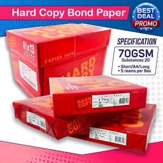 (1 Box) Bond Paper 70gsm | Hard Copy 70gsm | Copy One 70gsm Short , A4 , Long Size (5reams) Promo