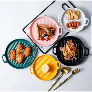Round Nordic Japanese-style Dinner Plate Ceramic Tableware Microwave Baking Pan Serving Plate