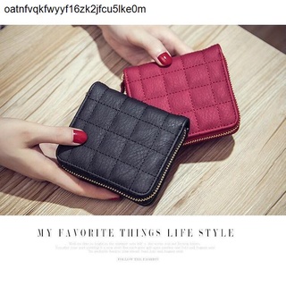trifold walletKorean New Style Short Faux Leather Checkered Wallet
