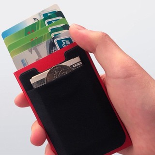 RFID US Ridge Slim Black Carbon Fiber Credit Card Holder Metal Simple Wallet (4)