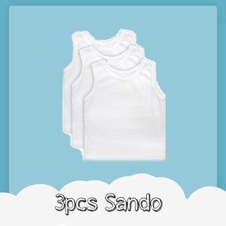 3pcs sando plain white for 0-6mnths newborn baby infant