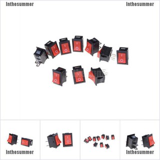 Inthesummer✿ 10pcs Red Rocker Switch 2 Pin KCD1-101 250V 6A Boatlike Switch 15*21MM