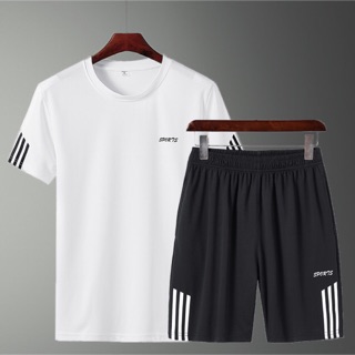 Sports suit men's thin breathable leisure Shirt Shorts can be worn at home can be sports (1)