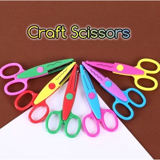 Colorful Craft Scissors Decorative Edge Wave Zigzag Plastic Cutting Scissors