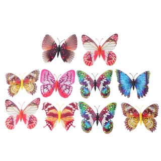 10pcs Lifelike 3D Artificial Butterfly Refrigerator Fridge Magnets Decorations (Random Color)