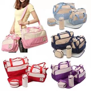 Km✔ New Baby Cute Diaper Bag 5 in 1 Set baby bag (COD) (1)